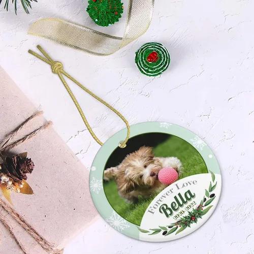 Vista 5 de Adorno conmemorativo personalizado para perro, 2025, con imagen de perro, foto y nombre, adornos para árbol de Navidad, regalo personalizado