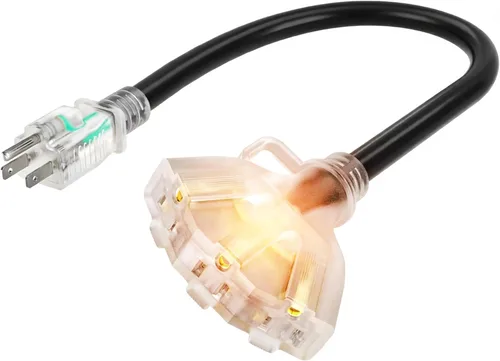 Vista 14 de Cable de extensión negro para exteriores de calibre 12 de 50 pies