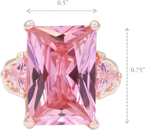 Vista 6 de Lavencious Anillos elásticos grandes y brillantes con circonitas cúbicas para mujer, talla 7-9
