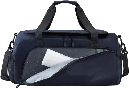 Vista 7 de Bolsa de gimnasio para hombres y mujeres con compartimento para zapatos y bolsillo húmedo, bolsa de gimnasio deportiva resistente al agua, bolsa