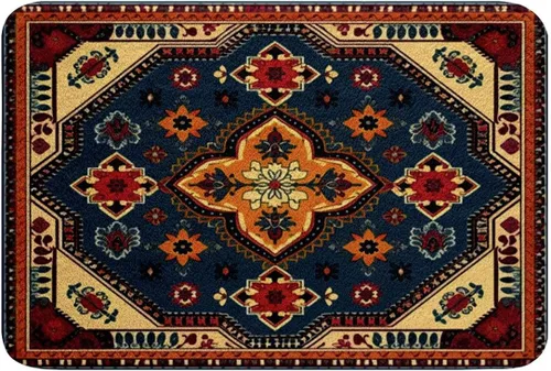 Vista 15 de Erosebridal Alfombras de baño vintage art decó, alfombra de baño antideslizante con medallón oriental rojo, 16 x 24 pulgadas, estilo bohemio, turco