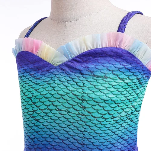 Vista 8 de ZALOORIY Disfraz de Sirenita para niñas, disfraz de princesa Ariel con accesorios