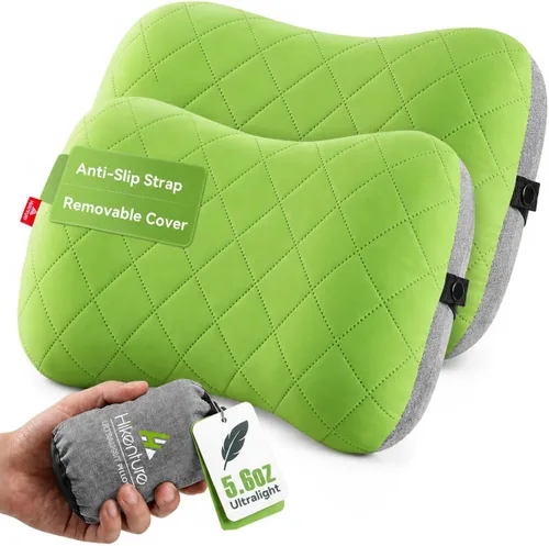 Vista 10 de Almohada de camping Hikenture con funda extraíble - Almohada ultraligera e inflable para soporte lumbar y cervical - Almohada de mochila mejorada