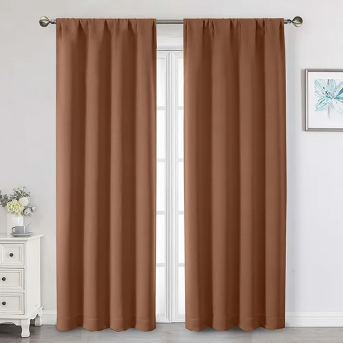 Vista 28 de Cortinas opacas para dormitorio, sala de estar, juego de 2 paneles de 54 pulgadas de largo, cortinas de oscurecimiento de habitación con aislamiento