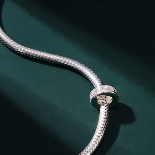 Vista 3 de Abalorios espaciadores con circonita cúbica transparente de plata de ley 925 para pulseras Pandora