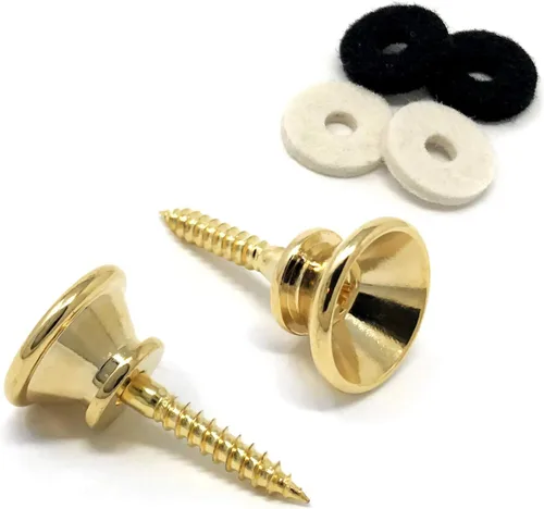 Vista 4 de Botones de correa de guitarra, color negro, grande, 0.669 in, ajuste universal para guitarra acústica y eléctrica y bajo (2) con tornillos