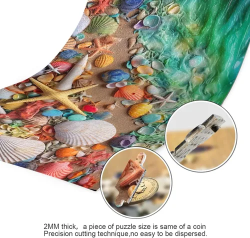 Vista 3 de Sea Creatures Shells Jigsaw Puzzles 500 Pieces for Adults with Mesh Storage Bag 2011761