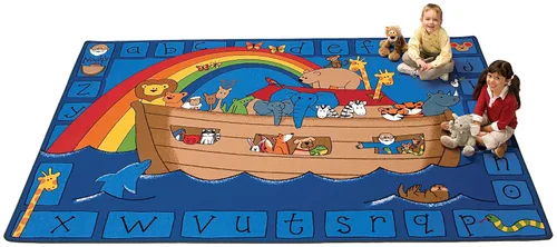 Vista 2 de Carpets for Kids KID$Value Plus Collection 74017 - Alfabeto Noah rectangular, 8 x 12 pies, color azul