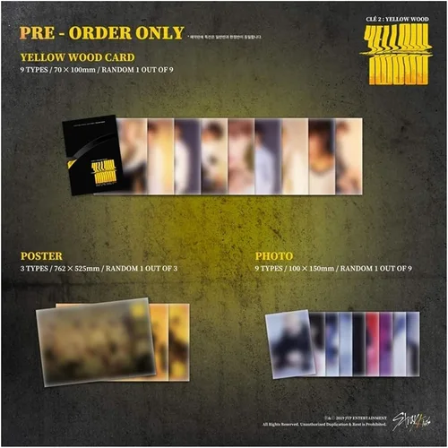 Vista 3 de Stray Kids - Cle2: Álbum de madera amarilla (edición normal) + póster plegado [madera amarilla]
