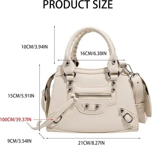 Vista 7 de OWGSEE Bolsos tipo bandolera para mujer, pequeños bolsos tipo hobo tipo bandolera tipo bandolera con remaches