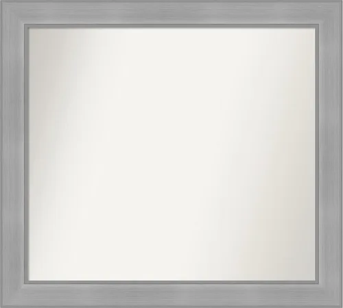 Vista 203 de Amanti Art Espejo de baño plateado para sobre el fregadero, 24 x 24 pulgadas, espejo cuadrado de peltre forjado a medida, marco de madera casual