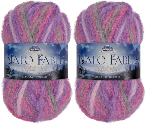 Vista 27 de JubileeYarn Halo Fables Yarn - 100g/Skein Bulky Polyester - North Wind Sun - 2 Skeins
