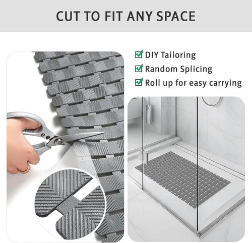 Vista 6 de XIYUNTE Tapete de ducha antideslizante para bañera, tapete de baño de PVC de 27 x 16 pulgadas, tapete de ducha antideslizante para ducha