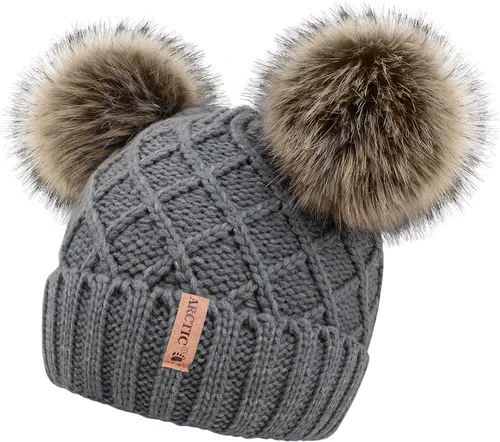 Vista 4 de Arctic Paw Womens Winter Hat Cable Knit Beanie for Women Faux Fur Pompom Ears