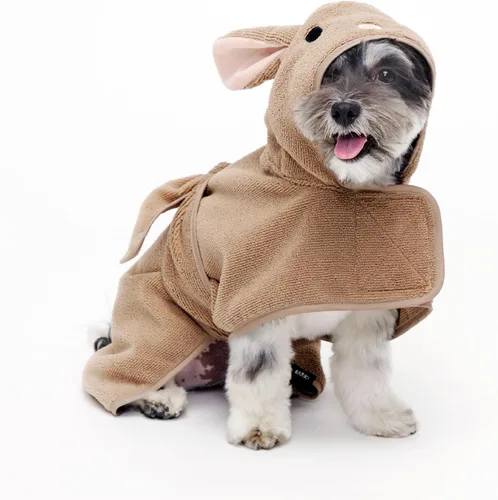 Vista 19 de BARKBOX - Albornoz para perros, tamaño mediano Toalla de baño de microfibra de secado rápido, cierre de velcro y lazo envolvente, lavable a