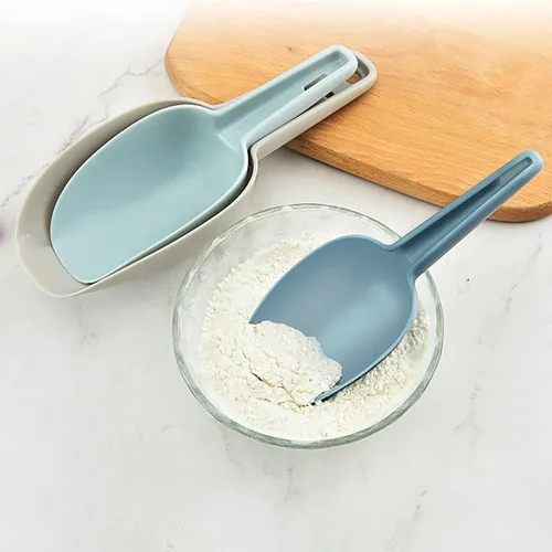 Vista 7 de Paquete de 4 cucharas de plástico para recipientes, cuchara de plástico para cubitos de hielo, cucharas de harina, productos secos, granos de café