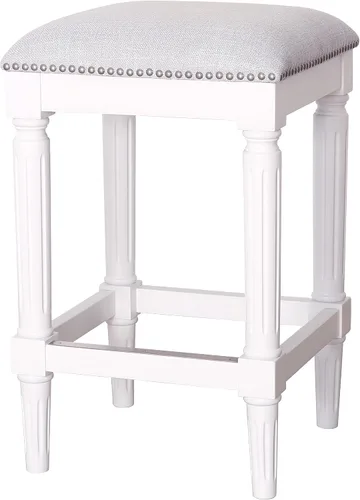 Vista 8 de New Ridge Home Goods Manchester - Taburete cuadrado de 27 pulgadas de alto, nogal envejecido