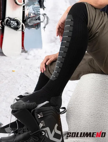 Vista 6 de Calcetines de esquí para hombres y mujeres (paquete de 36), calcetines cálidos de invierno por encima de la rodilla, puños antideslizantes