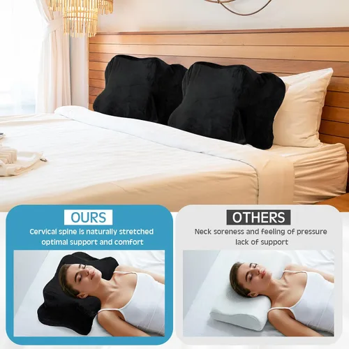 Vista 3 de Hahafelt Funda de Almohada de Terciopelo Cristal Cervical para Cuello (Solo Funda de Almohada) Cubierta de Almohada Ergonómica Cubierta de Almohada