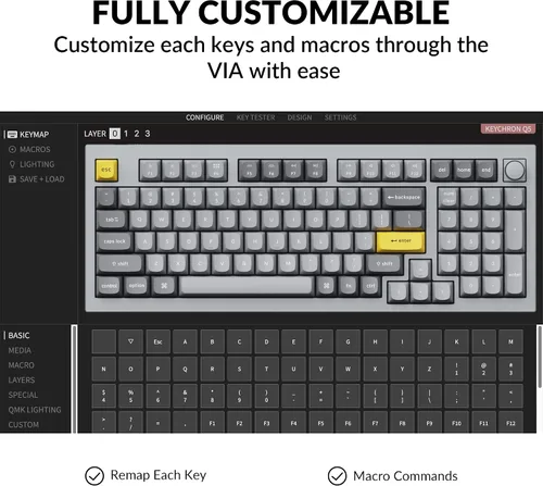 Vista 3 de Keychron Q5 - Perilla de teclado mecánico con cable versión del 96 de diseño QMKVIA programable Macro con interruptor rojo Gateron G Pro de doble