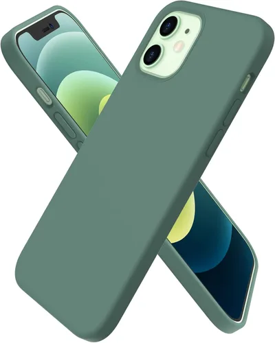 Vista 18 de ORNARTO - Funda para iPhone 12/12 Pro, silicona líquida delgada, color negro 3-Layer Full Covered Soft Gel Rubber, Non-Slip Grip Shockproof