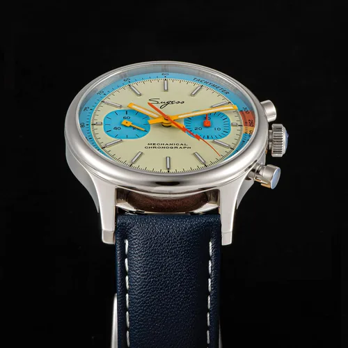 Vista 6 de Sugess S387.01.ITE Verde azulado Ojos Azul Cisne Cuello x Crono Italiano Reloj para Hombre Gaviota 1963, plateado, Italiano