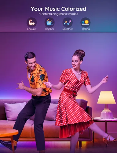 Vista 6 de Govee Tira de luces LED RGBIC, luces LED Bluetooth de 16.4 pies que cambian de color con control de aplicación segmentada, tira LED inteligente