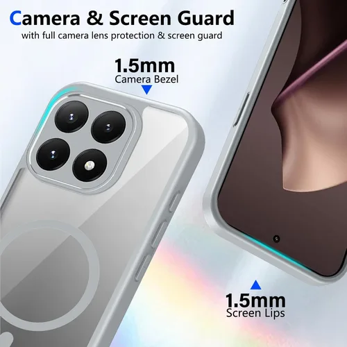 Vista 264 de Funda magnética transparente compatible con Xiaomi 17T, color negro 2 en 1 PC + TPU cubierta de teléfono a prueba de golpes, carcasa protectora