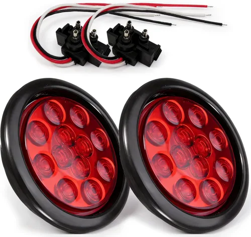 Vista 8 de NEW SUN Luces traseras redondas para remolque de 4 pulgadas, 24 LED de alta potencia de 12V con ojales y enchufe incluidos, compatible con Jeep 6