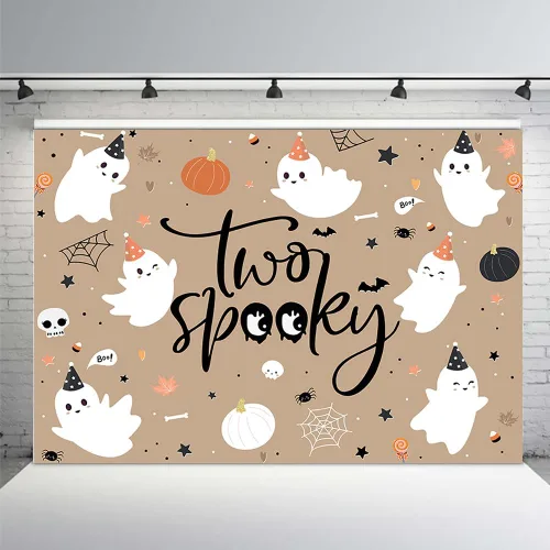 Vista 11 de MEHOFOND Telón de fondo de Halloween de 7 x 5 pies para niños, espeluznante One Happy Booday, decoración de fiesta de primer cumpleaños, suministros