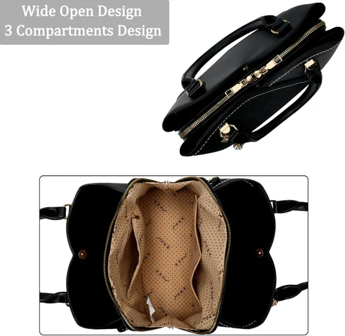 Vista 6 de KKXIU Monederos y bolsos de mano con triple compartimento para mujer, bolso de mano con asa superior