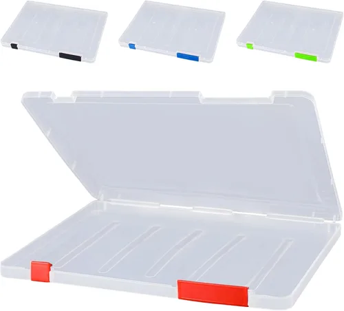 Vista 11 de Lemical PP resistente archivador impermeable transparente A4 archivo portátil caso proyecto caja de almacenamiento de plástico duradero doble Negro