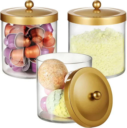 Vista 12 de SheeChung Tarro de Boticario Premium - Recipiente Contenedor Grande de Plástico Transparente de 50 Oz. con Tapa de Acero Inoxidable a Prueba