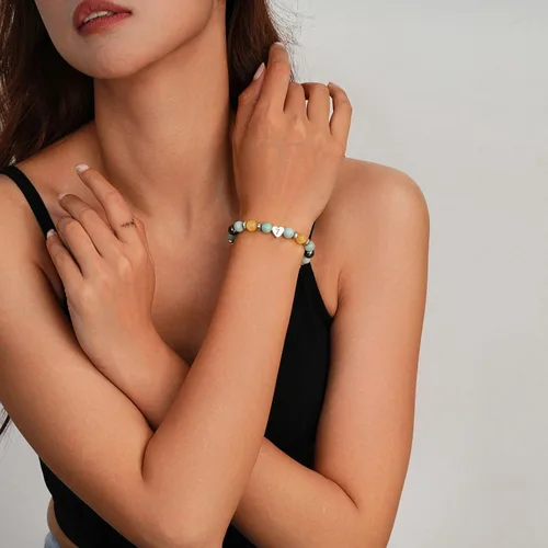 Vista 4 de SIXFOX Dainty Link Charm Bracelet For Women Trendy Pearl Beaded Bracelet With Natural Adjustable Statement Bracelet Jewelry Gifts for Bridesmaid