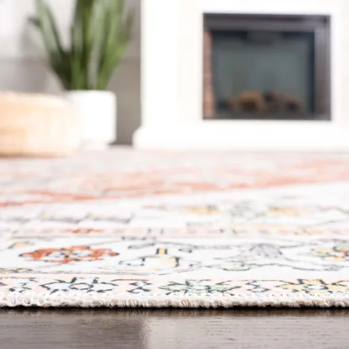 Vista 3 de SAFAVIEH Alfombra lavable Arizona Collection – 3 x 5 pies, marfil y al óxido, antideslizante y fácil de limpiar, ideal para sala de estar, entrada