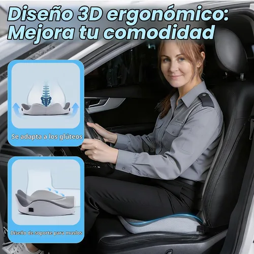 Vista 3 de VUSIGN Cojín de asiento extragrande para conductores de camiones y automóviles, cojín de asiento de espuma viscoelástica para conducción prolongada