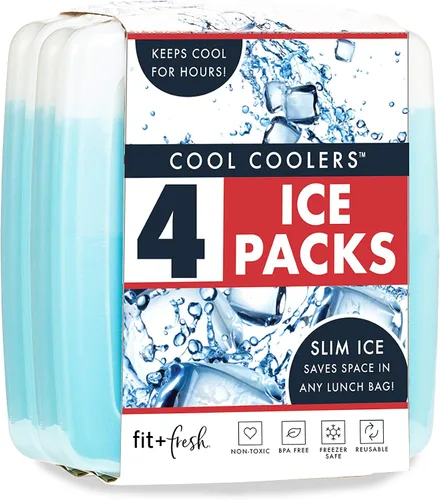 Vista 4 de Cool Coolers de Fit & Fresh XL Slim Ice Packs (paquete de 4) y paquetes de hielo delgados (paquete de 4), paquetes de hielo reutilizables