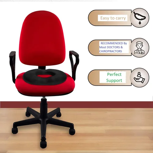 Vista 3 de Cojín de asiento de coxis con forma de dona, diseño ortopédico, almohada de espuma viscoelástica para coxis, comodidad de lujo, alivio del dolor