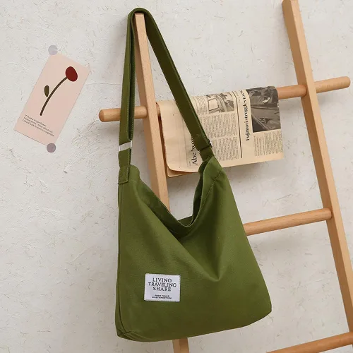 Vista 7 de Covelin - Bolso de hombro de lona para mujer, clásico, informal, estilo bohemio, bolso de mano o cruzado, tamaño grande