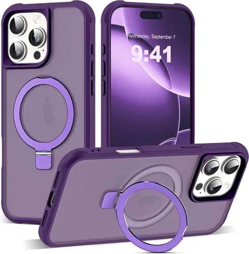 Vista 159 de SKYLMW - Funda compatible con iPhone 11 de 6.1 pulgadas, con soporte magnético invisible tipo anillo, funda translúcida de grado militar, compatible