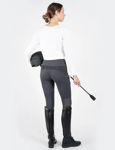 Vista 4 de FitsT4 Sports Mallas de equitación para mujer con bolsillos con cremallera, parche en la rodilla, malla de enfriamiento, pantalones ecuestres
