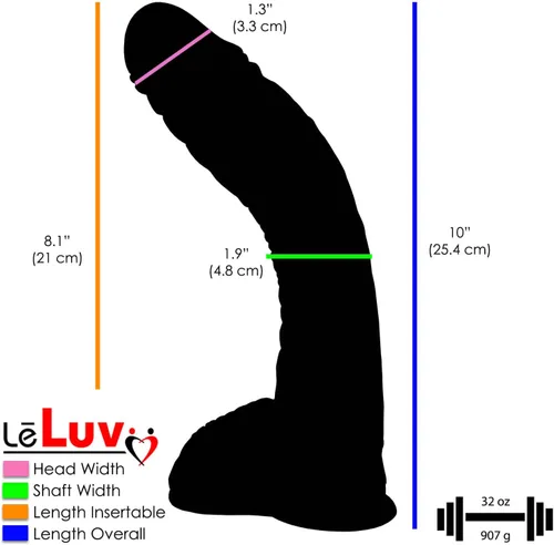 Vista 4 de LeLuv Dildo Big Bent - Taza de succión realista de 10 pulgadas, paquete de chocolate curvo y venoso grueso con lápiz labial secreto