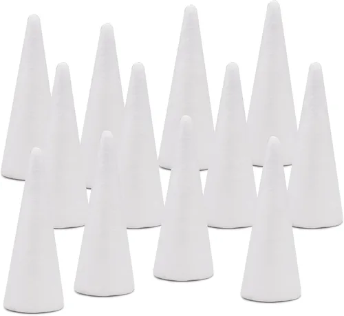 Vista 4 de Crafare - Paquete de 6 conos de espuma de poliestireno de 2,75x7,87 pulgadas para proyectos de árbol de Navidad, centro de mesa de boda, suministros