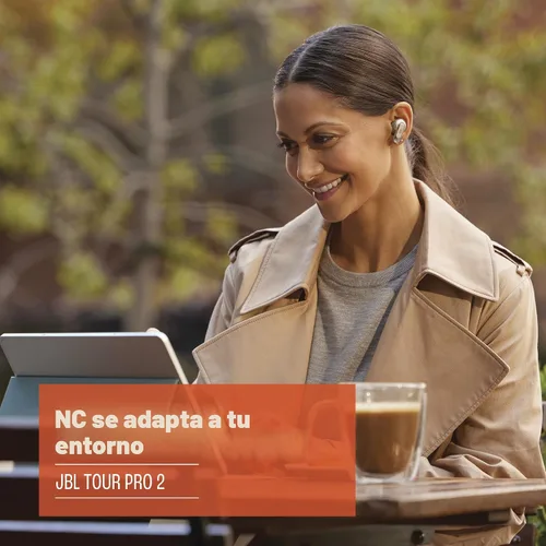 Vista 4 de JBL Tour Pro 2 - Auriculares inalámbricos con cancelación de ruido con estuche de carga inteligente, llamadas perfectas con 6 micrófonos con control