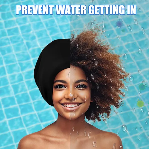 Vista 3 de Gorro de natación extra grande para mujeres y hombres, adultos, jóvenes, gorro de natación de silicona impermeable para cabello muy largo, cabello
