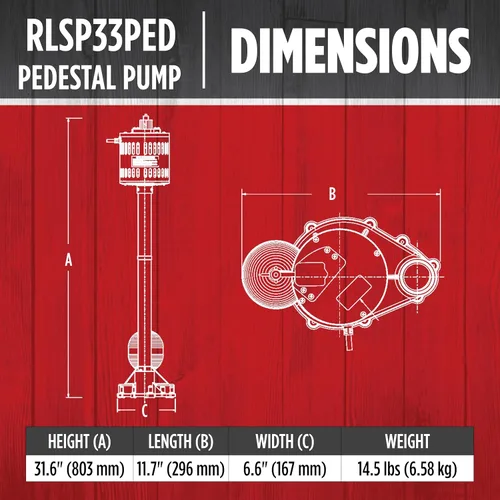 Vista 10 de Red Lion Bomba de pedestal automática RL-SP33PED, 115V, 1/3 HP, 3300 GPH