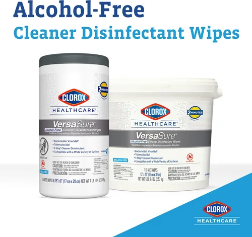 Vista 2 de CLOROX Healthcare VersaSure - Toallitas desinfectantes limpiadoras, 6.75 x 8 pulgadas, recipiente de 85 unidades, paquete de 6