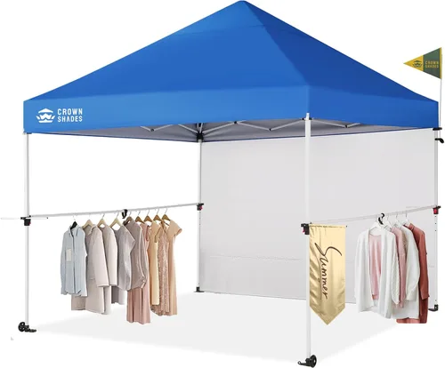 Vista 10 de CROWN SHADES Tienda de campaña comercial desplegable de 10 x 10 con 1 pared Blanco