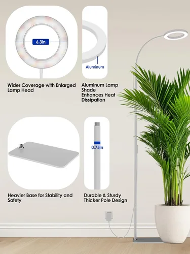 Vista 6 de GLOWRIUM Luces de cultivo para plantas de interior, lámpara de pie LED de espectro completo con soporte de altura y ángulo ajustables, luz