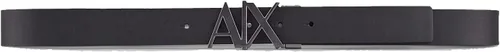 Vista 8 de Armani Exchange Cinturón de bisagra reversible con hebilla dorada para hombre Halcón Negro
